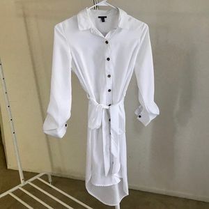 Charlotte Russe XS White 3/4 Sleeve Shirt Dress